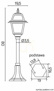 Outdoor Standing Light SU-MA K 5002/3/N Black Patina 80 cm Rustic Lantern small 5