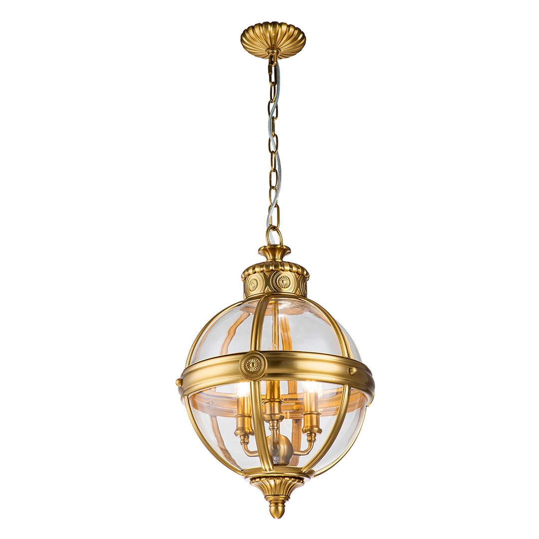 Adams 3 Light Pendant Chandelier - Brushed Brass Elstead