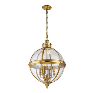Adams 4 Light Pendant Chandelier - Burnished Brass Elstead small 1