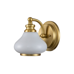 Elstead Hinkley AINSLEY bathroom wall light, brushed brass, opal glass, IP44, G9 LED 3 W small 1