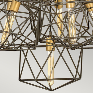 Astrid 11 Light Pendant Cluster - Matte Bronze and Deluxe Gold Elstead small 1