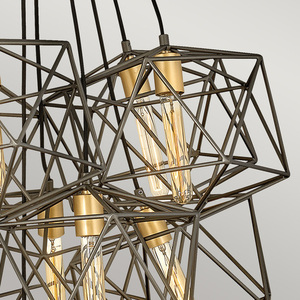Astrid 11 Light Pendant Cluster - Matte Bronze and Deluxe Gold Elstead small 2