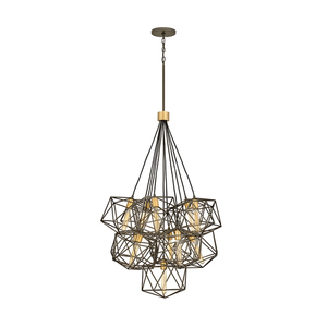 Astrid 11 Light Pendant Cluster - Matte Bronze and Deluxe Gold Elstead small 0