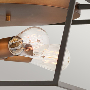 Fulton flush ceiling light - 4 light sources - Bronze and brass Elstead small 1