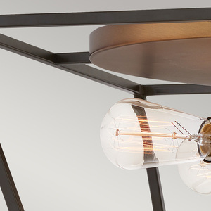 Fulton flush ceiling light - 4 light sources - Bronze and brass Elstead small 2