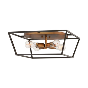 Fulton flush ceiling light - 4 light sources - Bronze and brass Elstead small 0