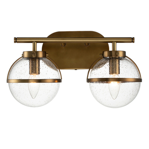 Hollis 2-Light Wall Light - Heritage Brass, Seeded Glass Elstead small 0