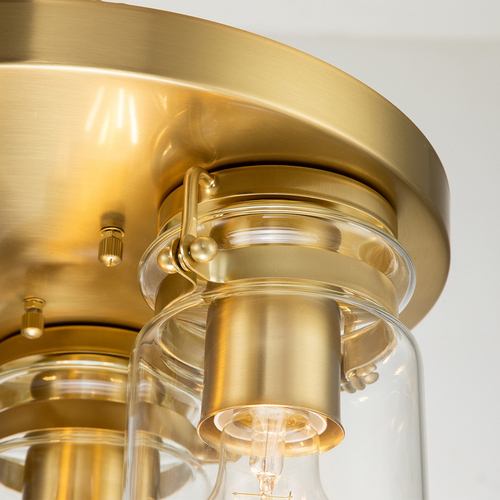 Check Brinley 3 Light Flush Ceiling Light - Brushed Brass Elstead