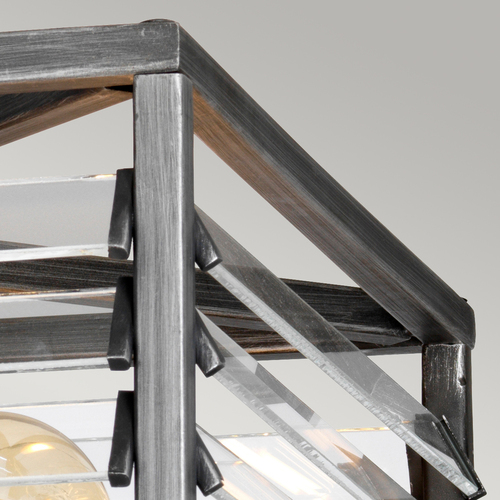 Check Louvre Flush Ceiling Light - 4 Lights - Painted Gunmetal Elstead