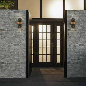 Chasm LED Wall Lantern - Medium - Matte Black with Wood-Effect Strap Elstead small 4