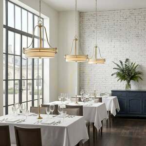 Gotham 4-Light Pendant - Brushed Brass, Cream Shade Elstead small 5