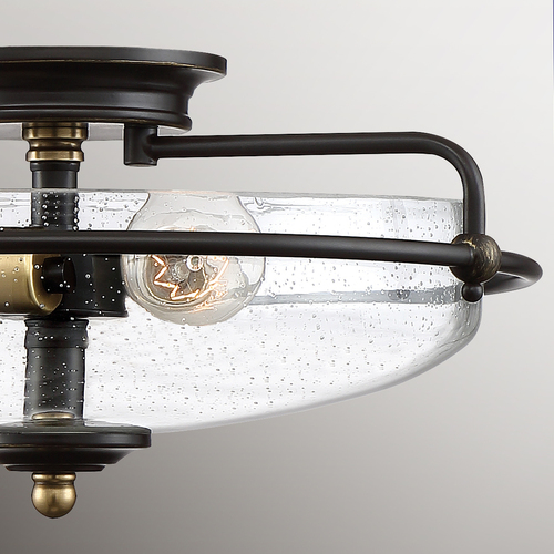Check Griffin 3 Light Flush Ceiling Light – Palladian Bronze with Weathered Brass Accents Elstead