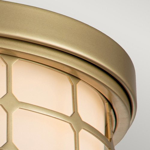 Check Guardian Flush Ceiling Light - 2 Lights - Painted Natural Brass Elstead