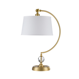 Jenkins table lamp with cream shade - E27 - brushed brass Elstead small 1