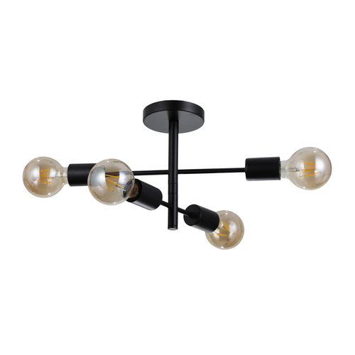 Check Italux Classic Piansi Black Steel 4-Light E27 Pendant Lamp PND-4025-4-BL