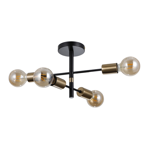 Check Italux Black Steel 4-Light E27 Pendant Lamp 40 cm PND-4025-4-BL-HBR