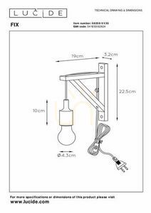 Lucide FIX Wall Lamp Black Wood E27 60W IP20 08208/01/30 small 5