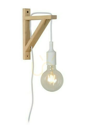 Check Lucide FIX White Wooden Wall Lamp E27 19 cm
