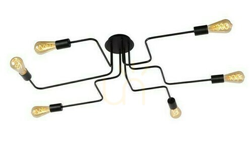 Check Lucide LESTER 6-Light Black Metal Vintage Ceiling Light 21112/06/30
