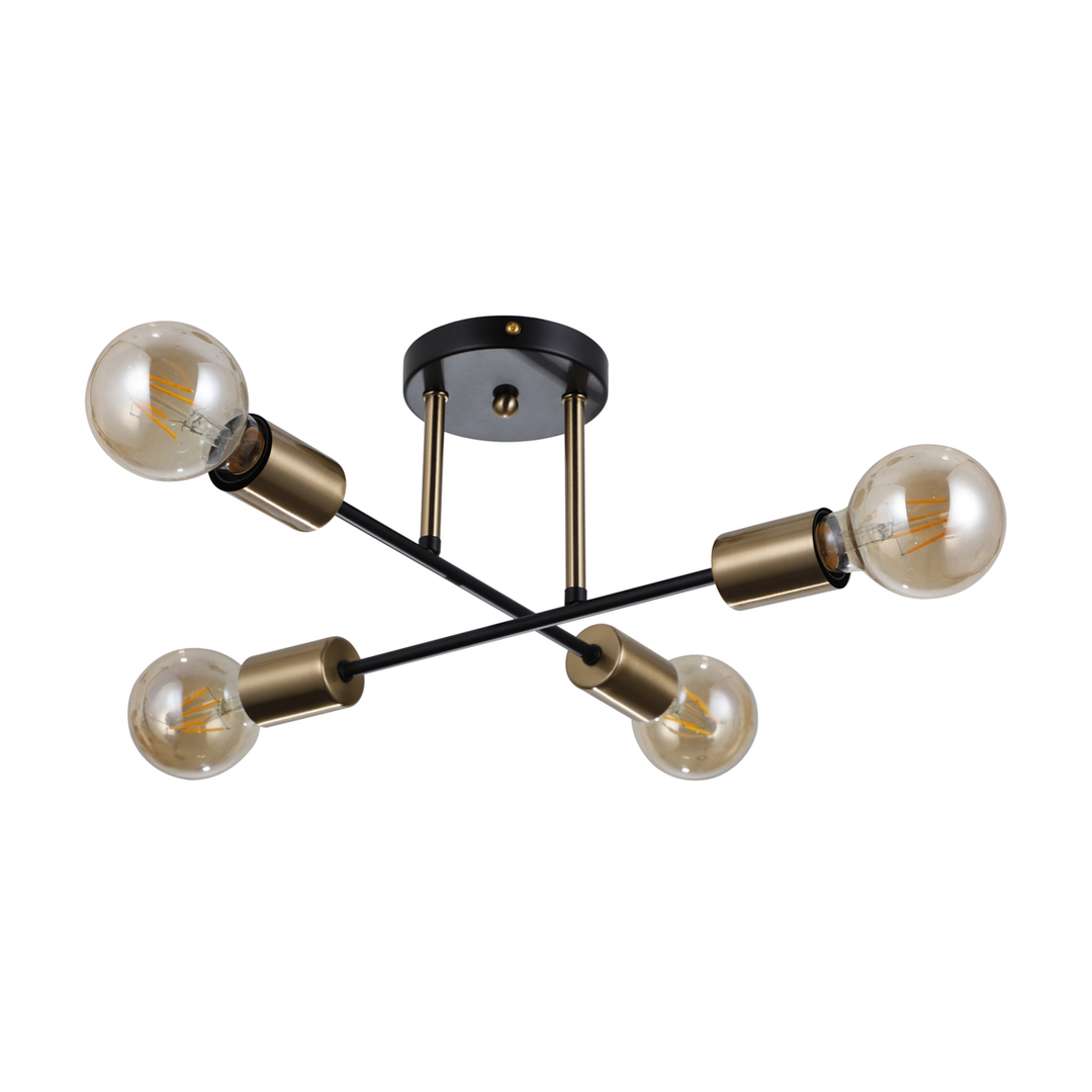 Ceiling Pendant Lamp Italux Black Steel 4xE27 40 cm PND-4052-4-BL-HBR