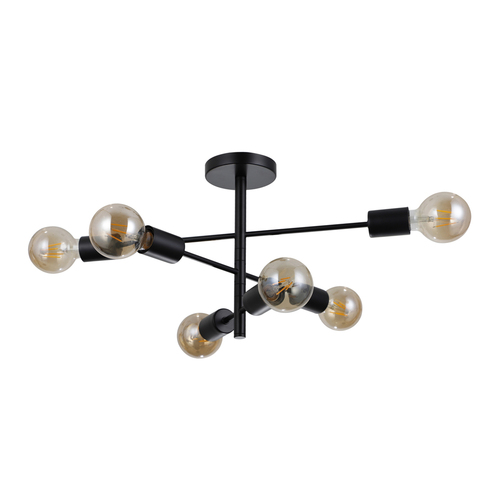 Check Italux Classic Black Steel 6-Light E27 Pendant Lamp 54 cm PND-4025-6-BL