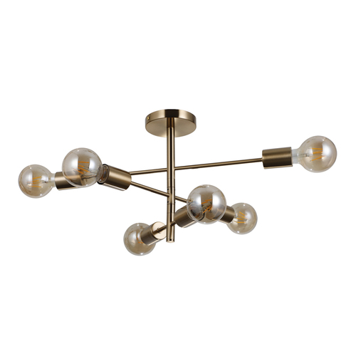 Check Italux Brass 6-Light Pendant Lamp E27 54 cm Steel PND-4025-6-HBR