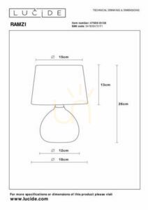 Lucide RAMZI Beige Ceramic Japandi Table Lamp 47506/81/38 small 5