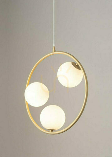 Check Sigma Aqua 3-Light Gold Beige Glass Pendant Lamp 33415