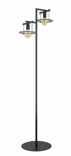 Check Floor Lamp Sigma Coffee Black Brown Steel Wood 160 cm 2xE27 50339