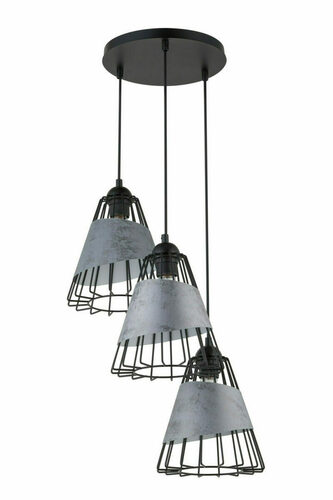 Check Sigma Deni 3 Light Black/Grey Hanging Pendant Lamp 40545