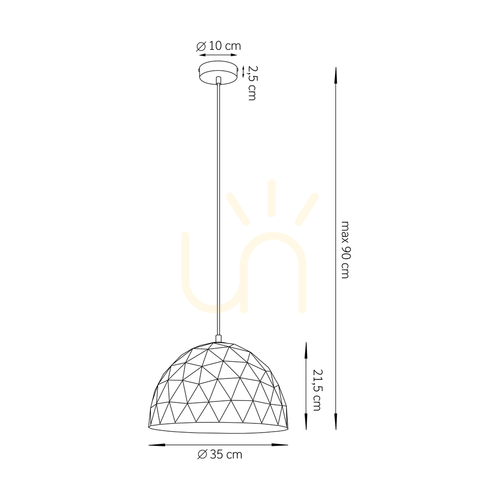 Check Sigma Diament Pendant Lamp Black Copper 35 cm E27 31372