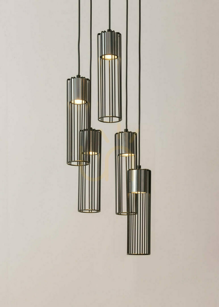 View Sigma Fobia 5 Black/Silver Pendant Lamp 33460 Sigma Fobia 5 Black/Silver Pendant Lamp 33460
