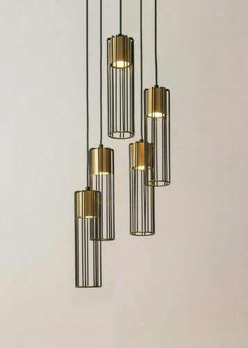 Check Sigma Fobia 5-Light Black Gold GU10 Adjustable Pendant Lamp 33461