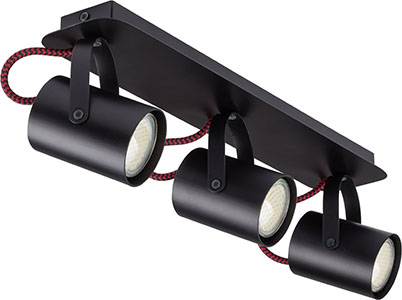 Plafon Sigma KAMERA 3 czarny czerwony GU10 45 cm 32611