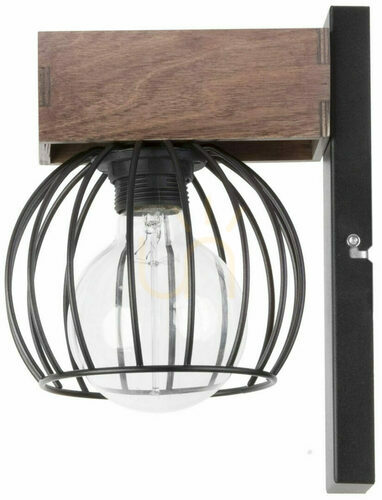 Check Wall Lamp Sigma Milan Black Brown E27 Sconce 31577