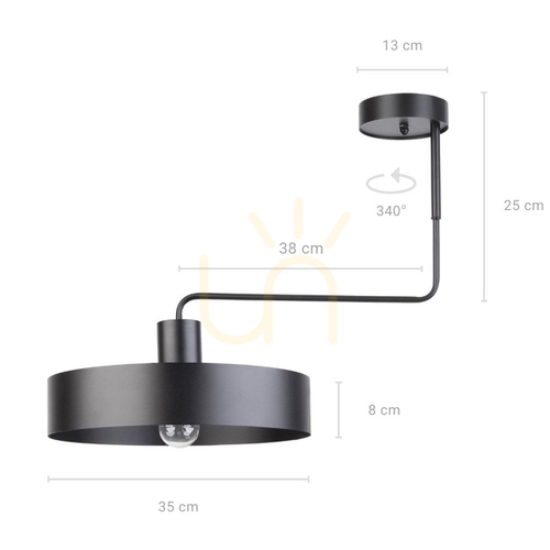 Check Ceiling light Sigma Vasco 1 black 35 cm steel 31549