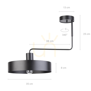 Ceiling light Sigma Vasco 1 black 35 cm steel 31549 small 1