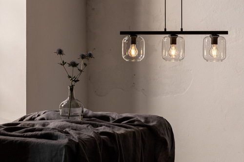 Check Sigma GLOSS 3 Black Transparent Glass Pendant Light 32252