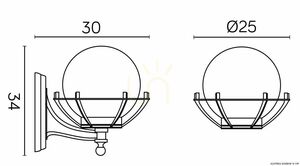 Outdoor Wall Lamp SU-MA Kule Black Patina K 3012/1/KPO small 3