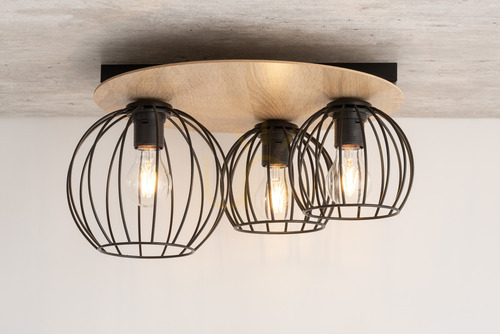 Check Sigma Cyber 3 Black Oak Ceiling Light E27 32356