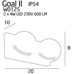 Wall Light Max Light Goal II W0125 White LED 8W IP54 Indoor 1 Wall Light Max Light Goal II W0125 White LED 8W IP54 Indoor small 1