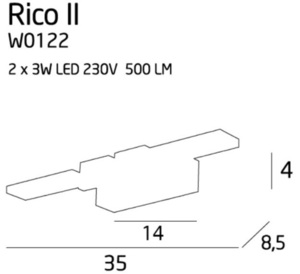 Wall Light Max Light Rico II W0122 White LED 2x3W 3000K 1 Wall Light Max Light Rico II W0122 White LED 2x3W 3000K small 1