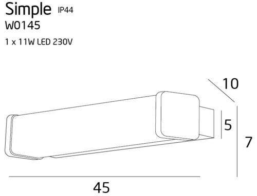 Check Wall Light Max Light Simple W0145 Chrome LED 45 cm IP44 3000K