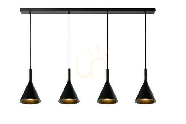 Pendelleuchte Lucide Gipsy 4-flammig Schwarz Beton Japandi 35410/04/30
