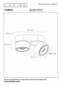 Lucide YUMIKO LED Downlight White 2x10W 2700K 35911/16/31 small 5