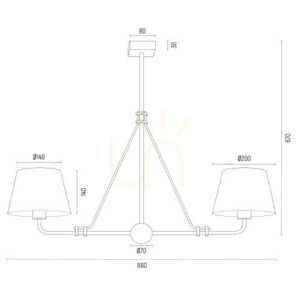 ARGON ATRANI Chandelier 2-Light Cream Gold 7176 small 5