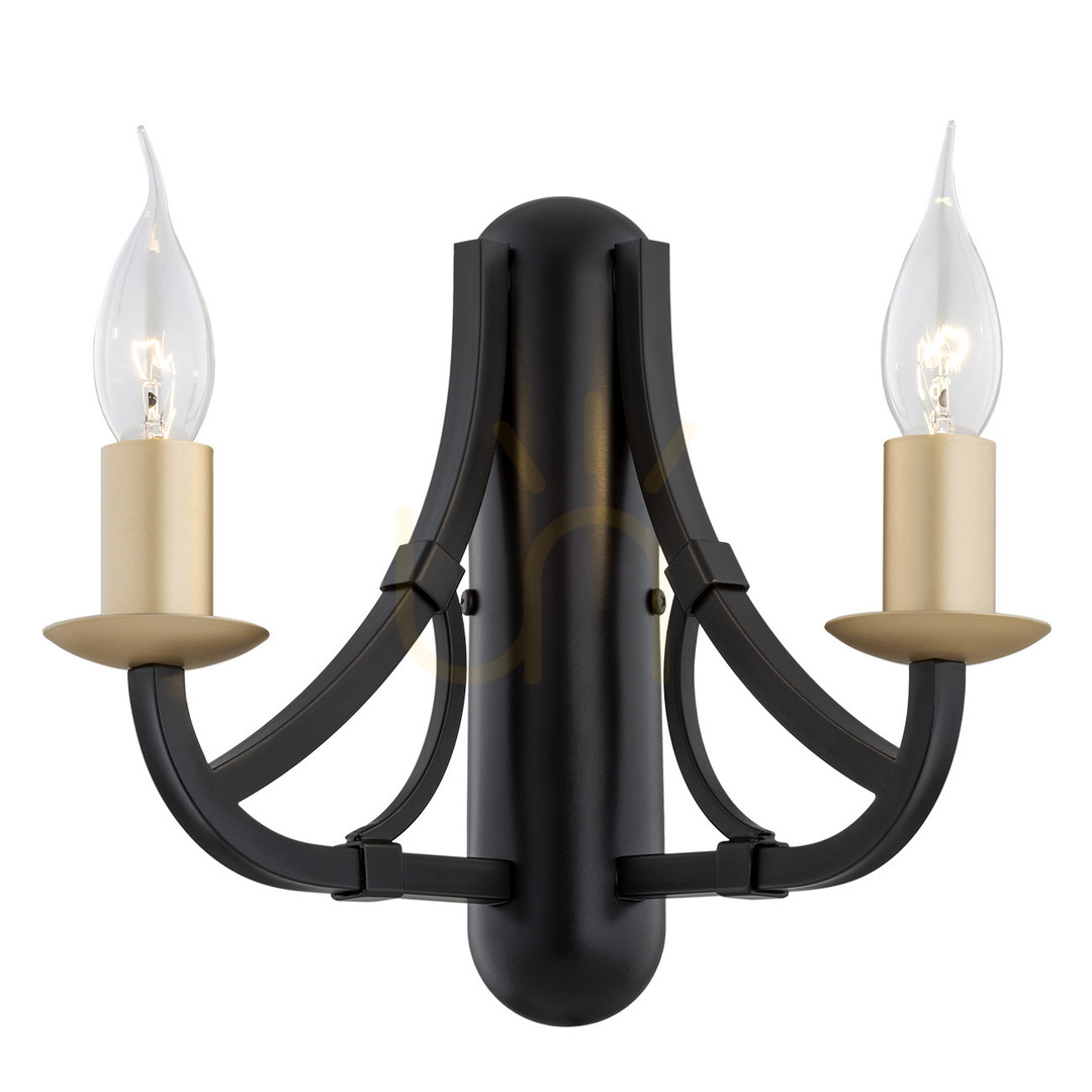 ARGON LORENZO Black Gold 2-Light E14 Wall Sconce 7181
