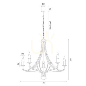 ARGON LORENZO 5-Light Black Gold E14 Pendant Chandelier 2171 small 4