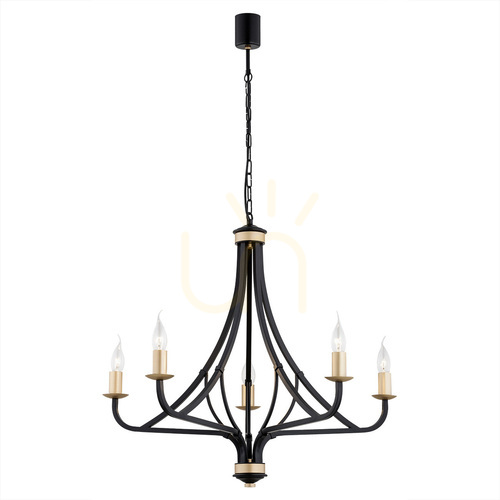 Check ARGON LORENZO 5-Light Black Gold E14 Pendant Chandelier 2171