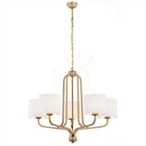 Check ARGON Chandelier 5-Light White Gold Modern Ceiling Lamp 2172